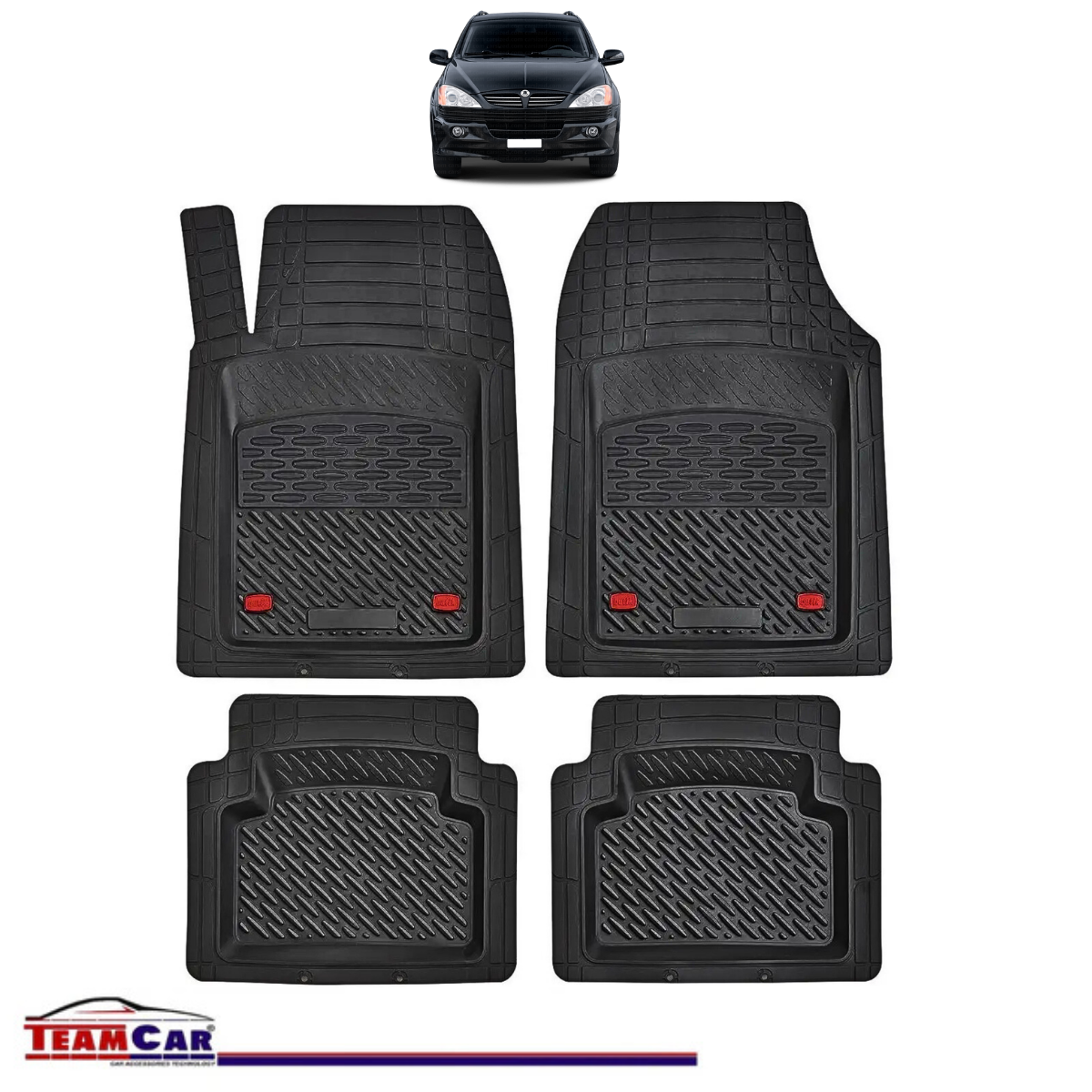 Covorase Auto TeamCar® Tip Tavita Compatibile SsangYong Kyron Generatia I (2005–2014) Negru Material Rezistent