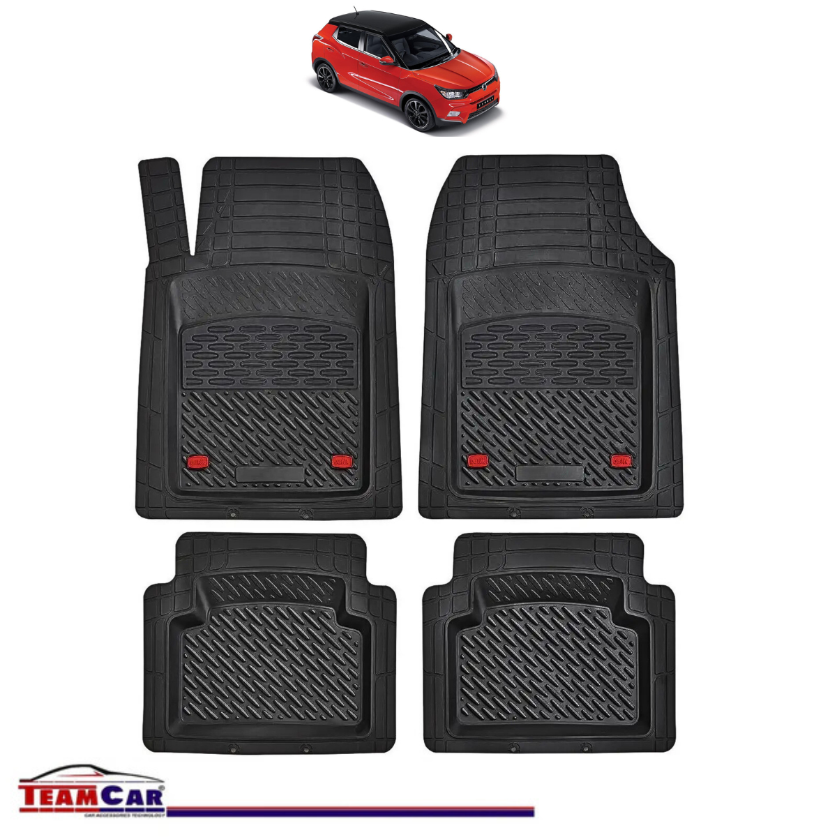 Covorase Auto TeamCar® Tip Tavita Compatibile SsangYong Tivoli X100 (2015–2019) Negru Material Rezistent