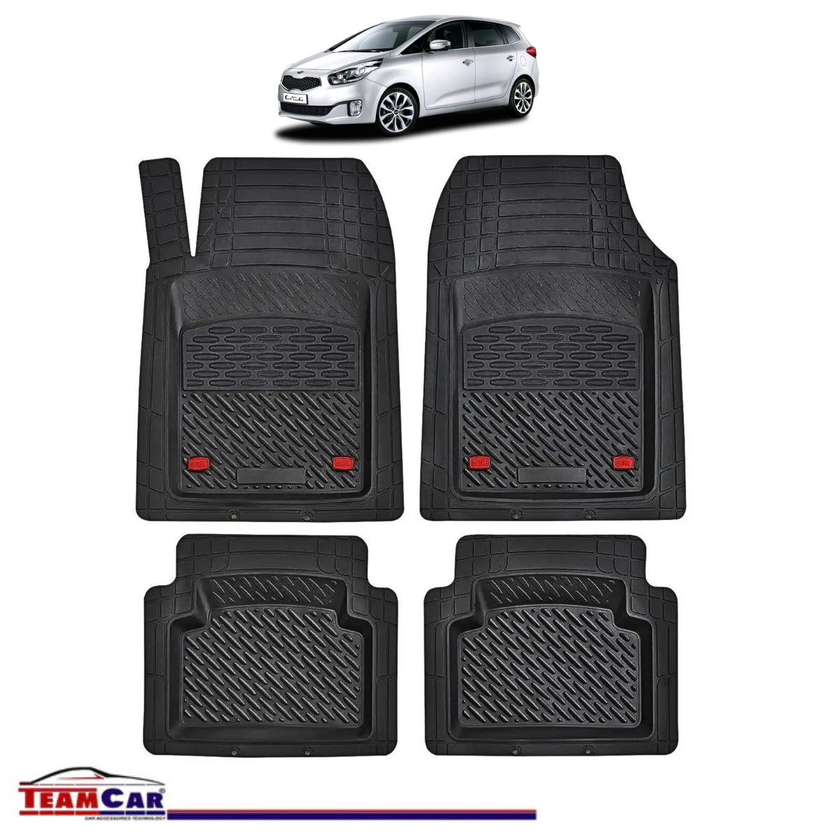 Covorase Auto TeamCar® Tip Tavita Compatibile Kia Carens Generatia III (2013–2019) Negru Material Rezistent