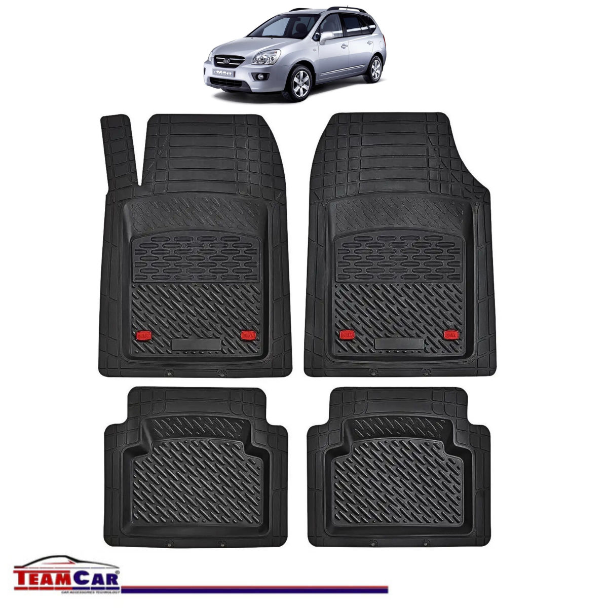 Covorase Auto TeamCar® Tip Tavita Compatibile Kia Carens Generatia II (2006–2013) Negru Material Rezistent