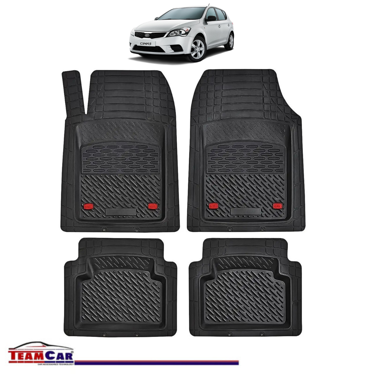 Covorase Auto TeamCar® Tip Tavita Compatibile Kia Ceed Generatia I (2006–2012) Negru Material Rezistent