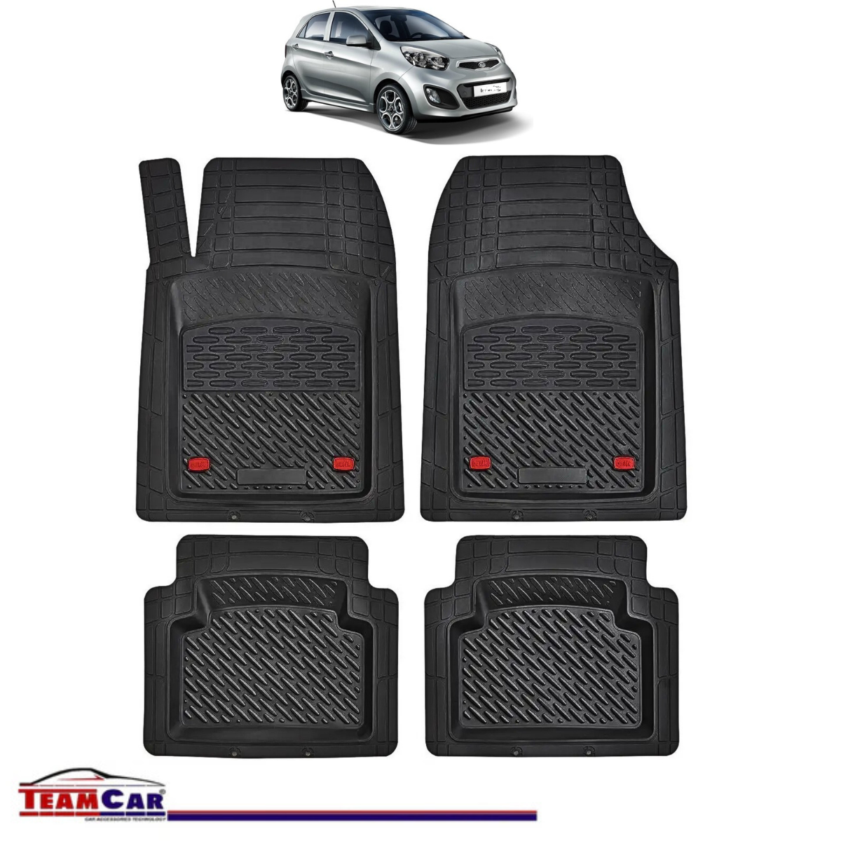 Covorase Auto TeamCar® Tip Tavita Compatibile Kia Picanto Generatia II (2011–2017) Negru Material Rezistent