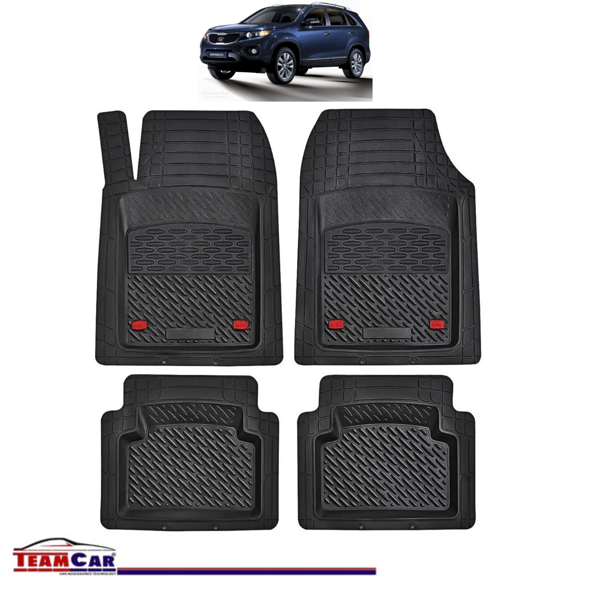 Covorase Auto TeamCar® Tip Tavita Compatibile Kia Sorento Generatia II (2009–2014) Negru Material Rezistent