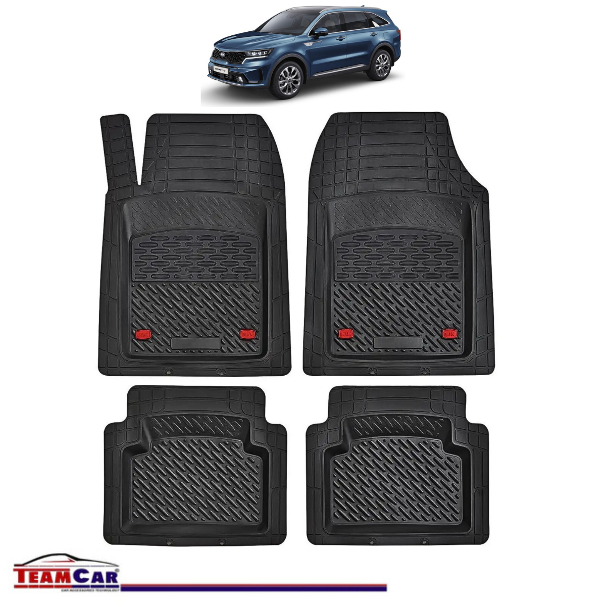 Covorase Auto TeamCar® Tip Tavita Compatibile Kia Sorento Generatia IV (2020+) Negru Material Rezistent