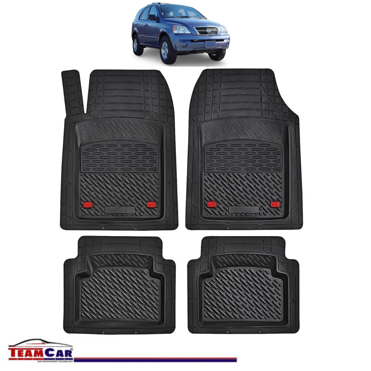 Covorase Auto TeamCar® Tip Tavita Compatibile Kia Sorento Generatia I (2002–2009) Negru Material Rezistent