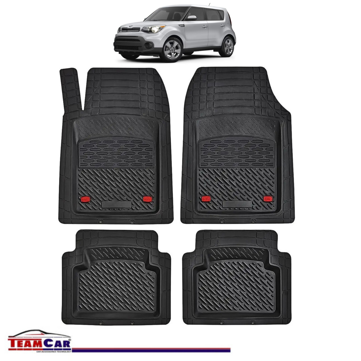 Covorase Auto TeamCar® Tip Tavita Compatibile Kia Soul Generatia III (2019+) Negru Material Rezistent