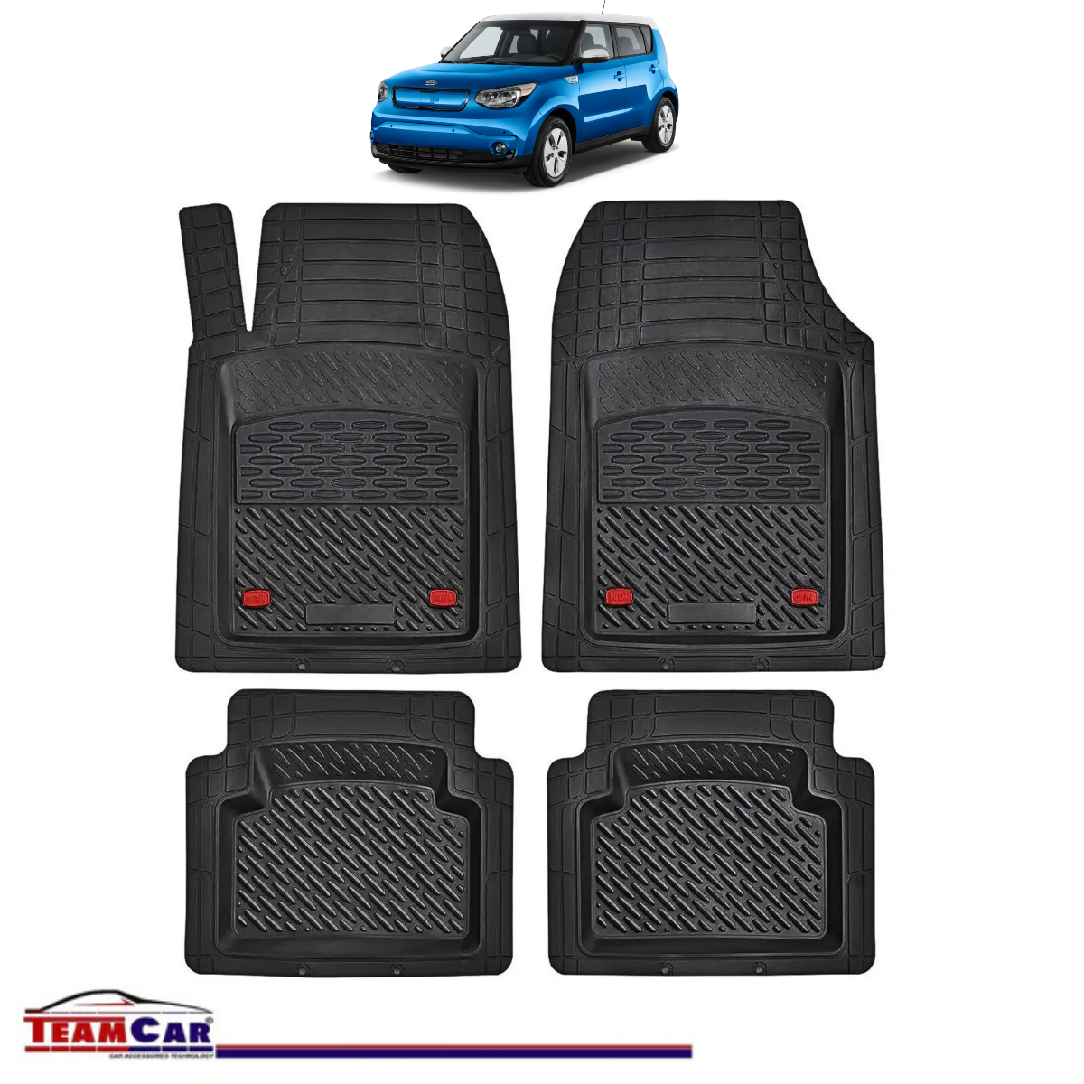 Covorase Auto TeamCar® Tip Tavita Compatibile Kia Soul Generatia II (2013–2019) Negru Material Rezistent