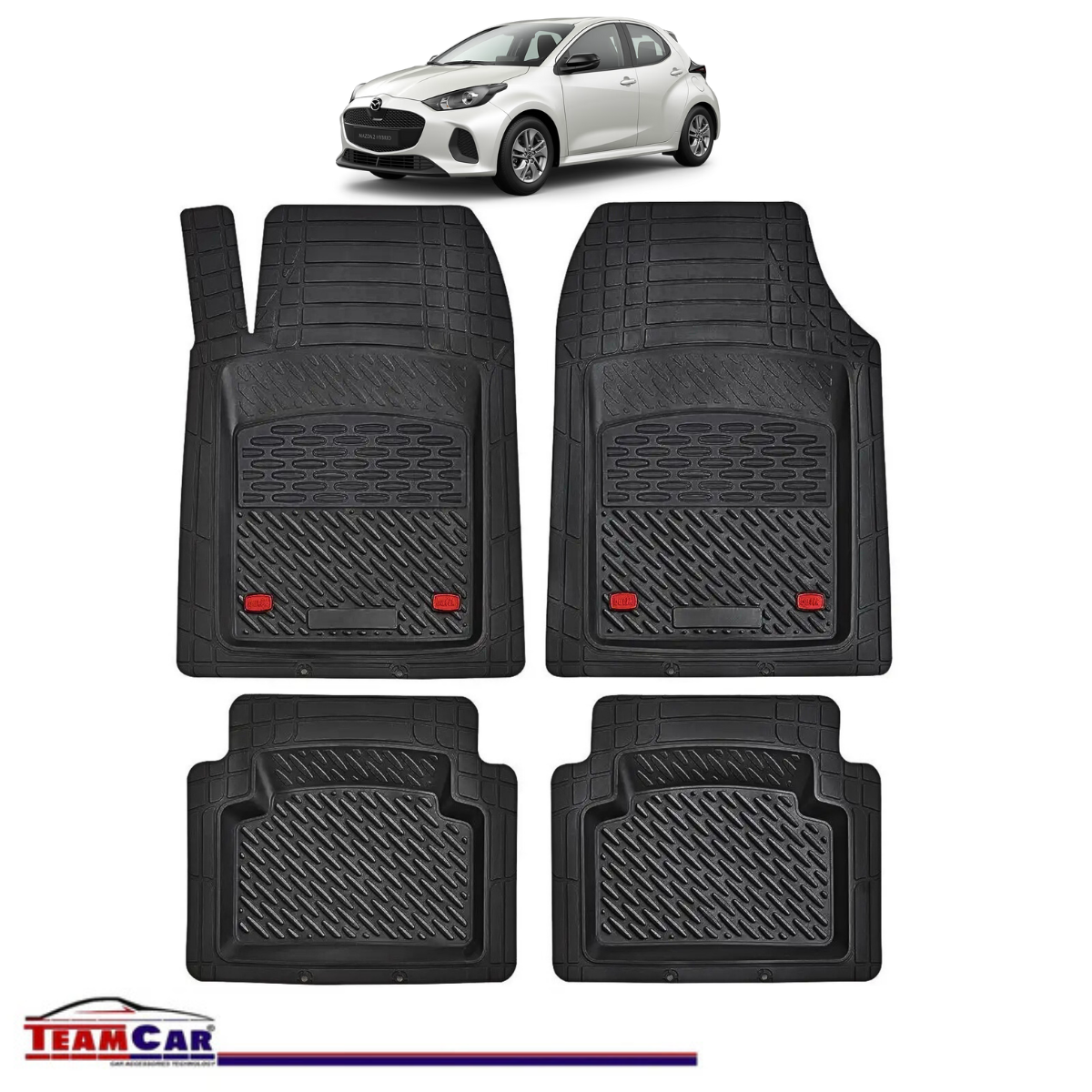 Covorase Auto TeamCar® Tip Tavita Compatibile Mazda 2 Generatia IV (2022+) Negru Material Rezistent