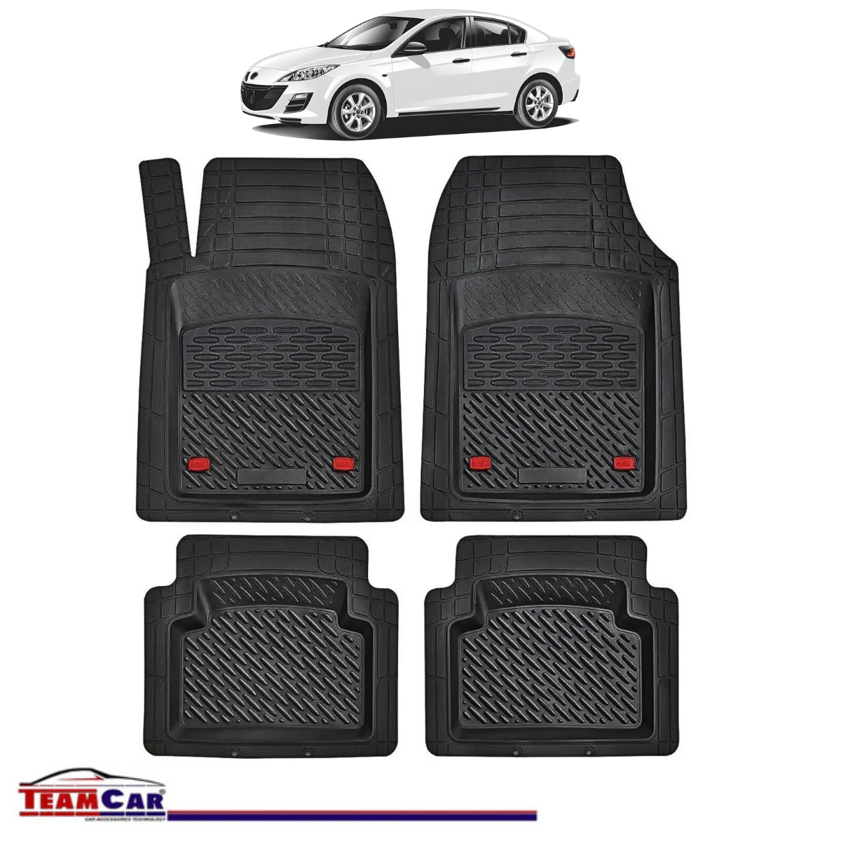 Covorase Auto TeamCar® Tip Tavita Compatibile Mazda 3 Generatia II (2009–2013) Negru Material Rezistent