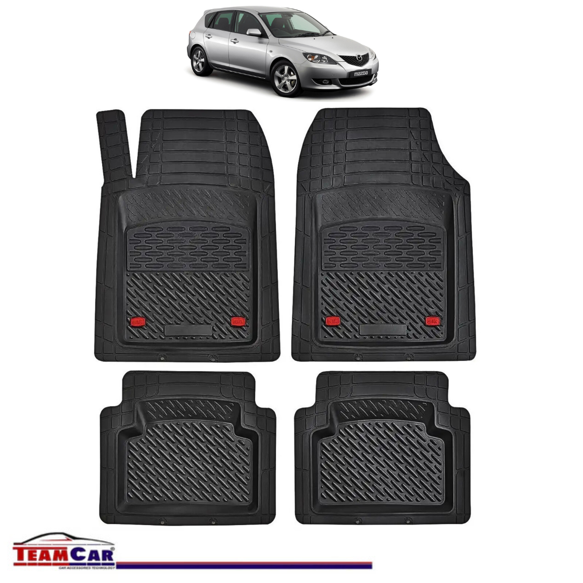 Covorase Auto TeamCar® Tip Tavita Compatibile Mazda 3 Generatia I (2003–2009) Negru Material Rezistent