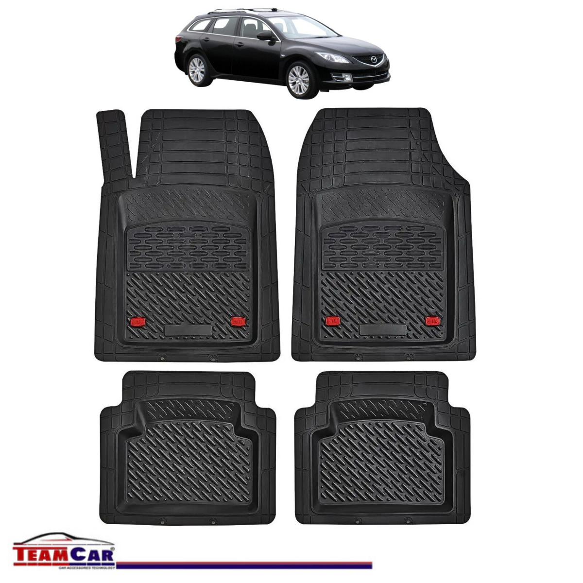 Covorase Auto TeamCar® Tip Tavita Compatibile Mazda 6 Generatia II (2008–2012) Negru Material Rezistent