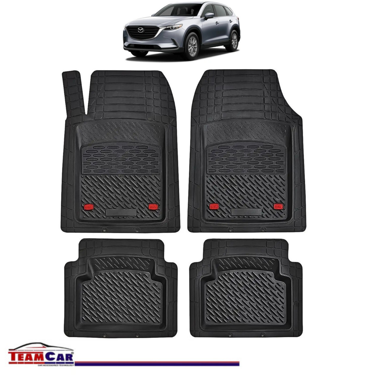 Covorase Auto TeamCar® Tip Tavita Compatibile Mazda CX-9 Generatia II (2016–2023) Negru Material Rezistent