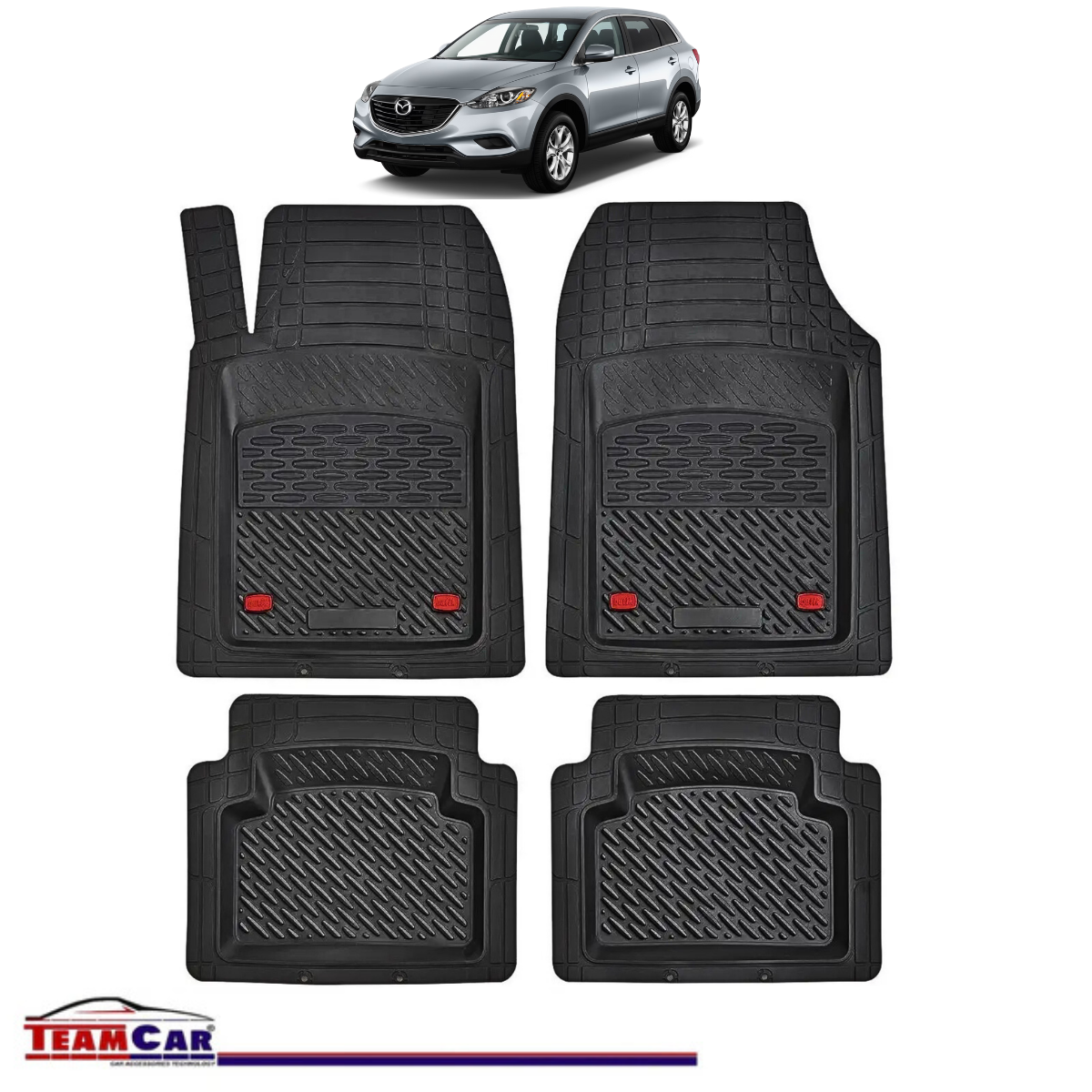 Covorase Auto TeamCar® Tip Tavita Compatibile Mazda CX-9 Generatia I (2006–2015) Negru Material Rezistent