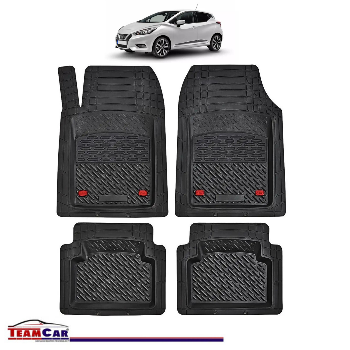 Covorase Auto TeamCar® Tip Tavita Compatibile Nissan Micra K14 (2017–prezent) Negru Material Rezistent