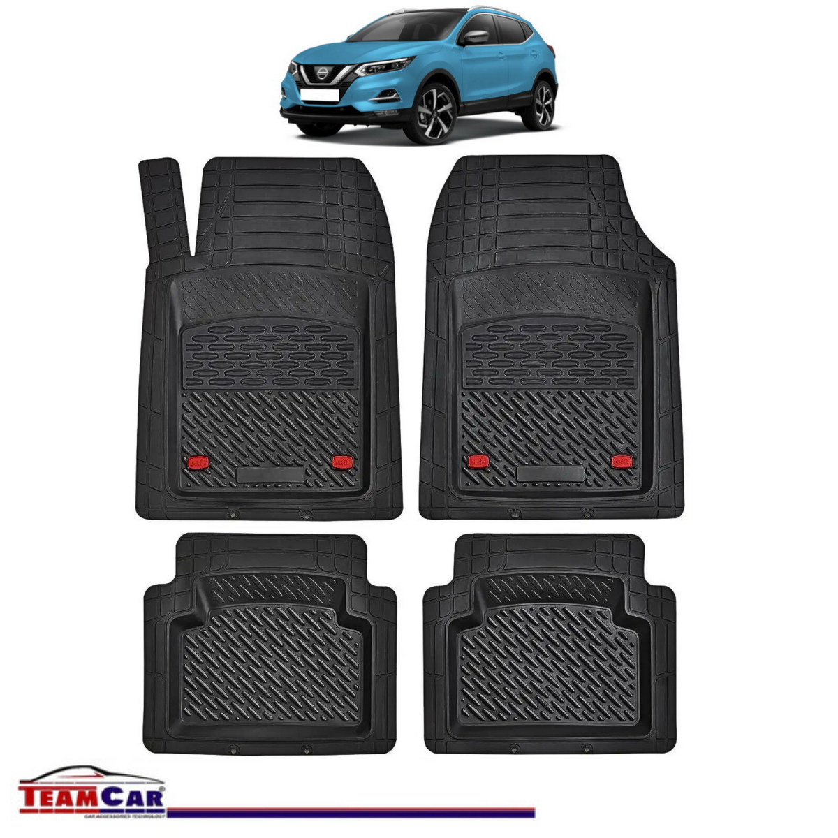 Covorase Auto TeamCar® Tip Tavita Compatibile Nissan Qashqai J11 (2013–2021) Negru Material Rezistent