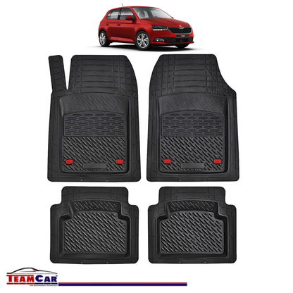 Covorase Auto TeamCar® Tip Tavita Compatibile Skoda Fabia Generatia IV (2021–prezent) Negru Material Rezistent