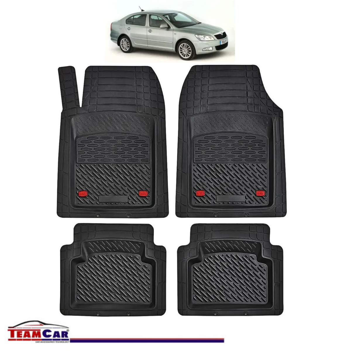 Covorase Auto TeamCar® Tip Tavita Compatibile Skoda Octavia Generatia II (2004–2013) Negru Material Rezistent