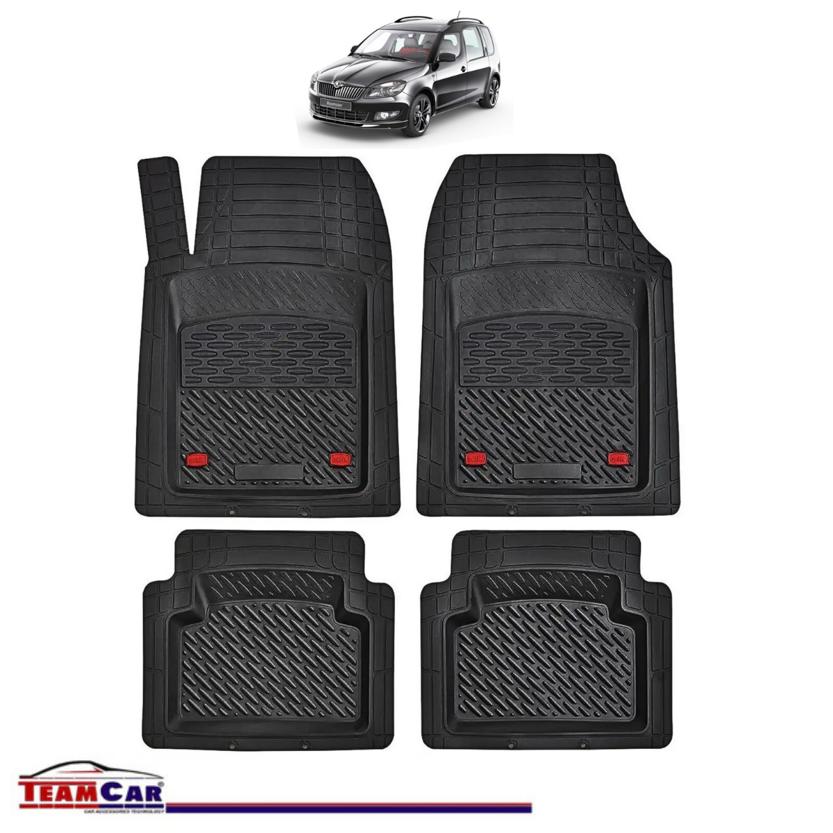 Covorase Auto TeamCar® Tip Tavita Compatibile Skoda Roomster Generatia I (2006–2015) Negru Material Rezistent