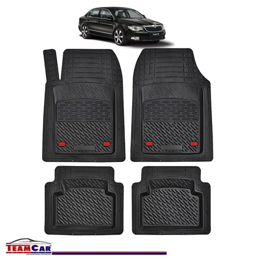 Covorase Auto TeamCar® Tip Tavita Compatibile Skoda Superb Generatia II (2008–2015) Negru Material Rezistent