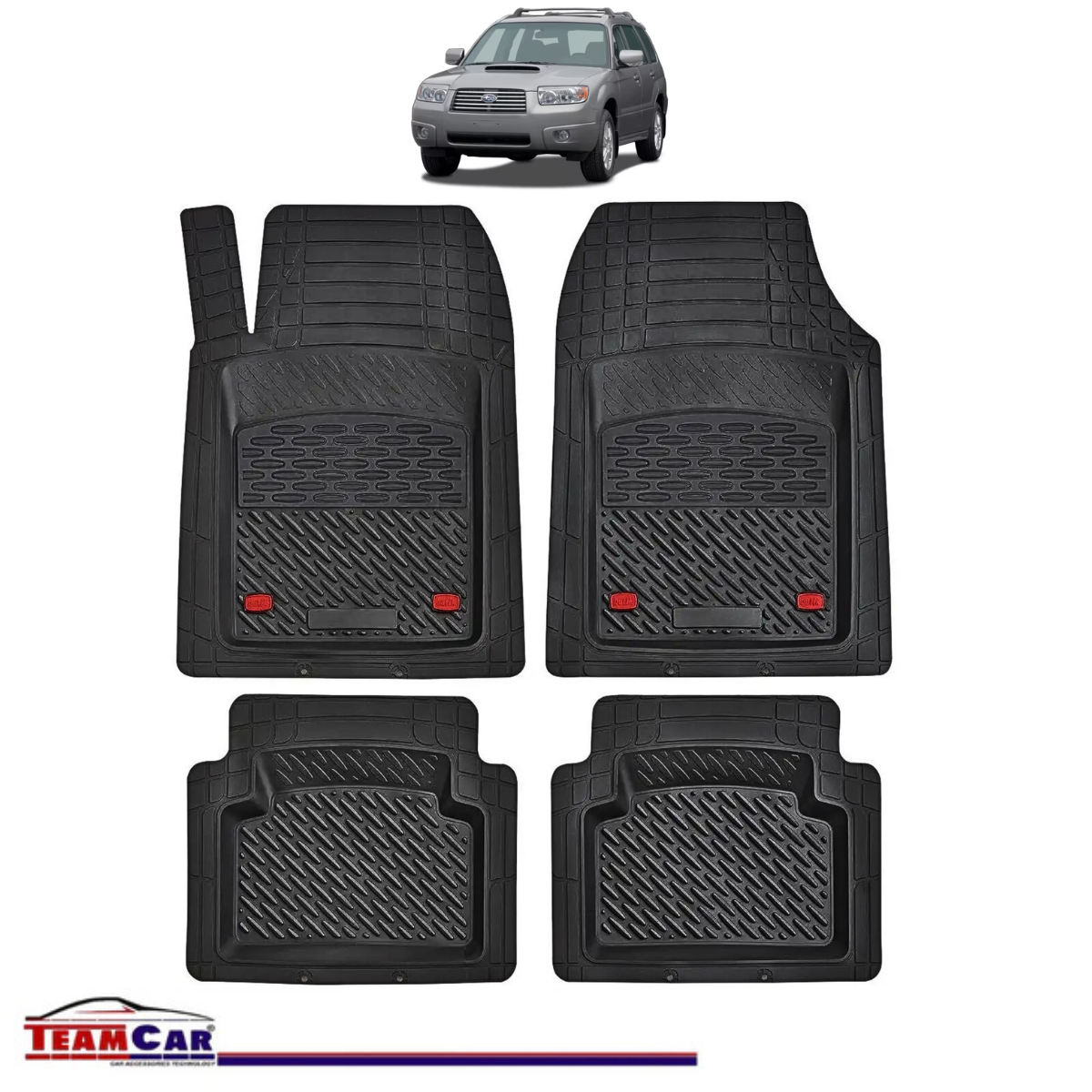 Covorase Auto TeamCar® Tip Tavita Compatibile Subaru Forester II (2002–2008) Negru Material Rezistent