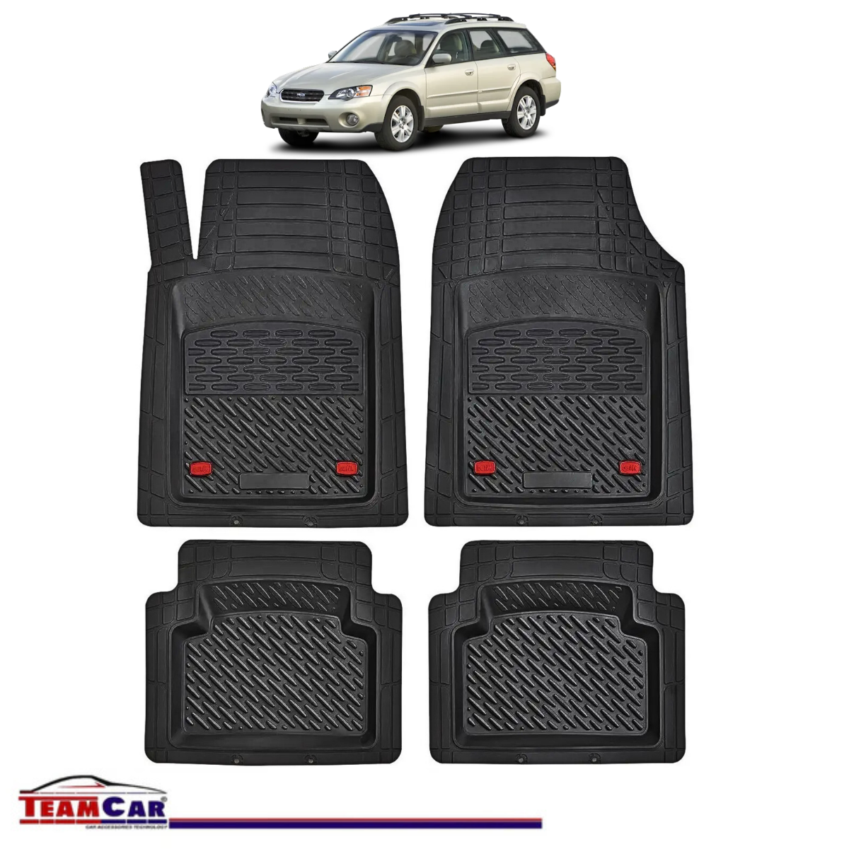 Covorase Auto TeamCar® Tip Tavita Compatibile Subaru Outback III (2003–2009) Negru Material Rezistent