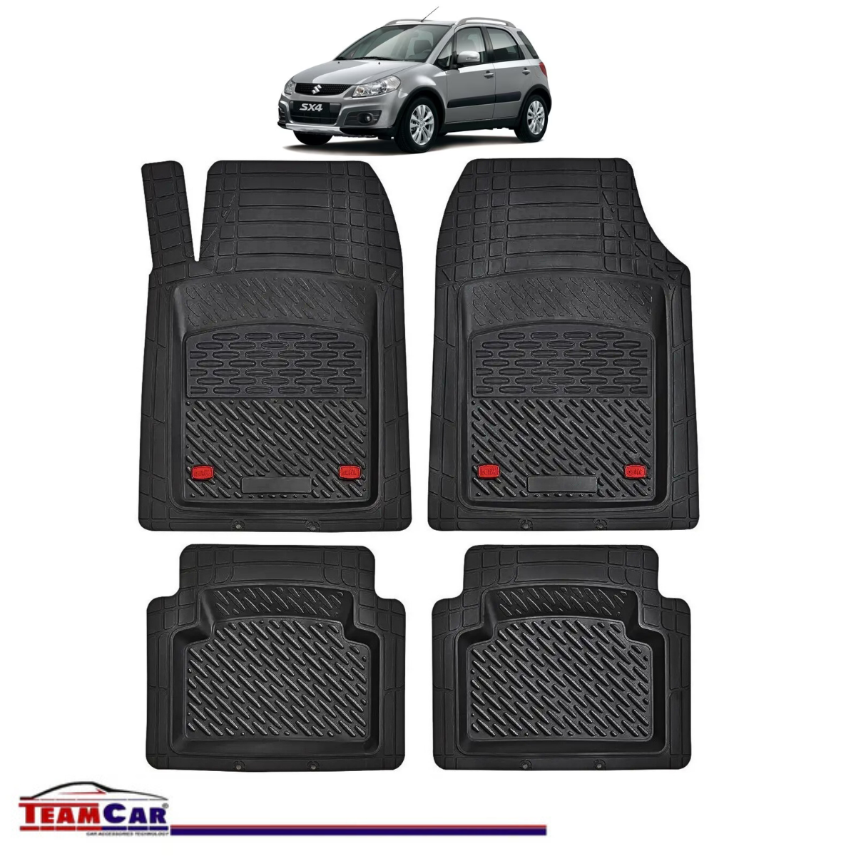 Covorase Auto TeamCar® Tip Tavita Compatibile Suzuki SX4 (2006–2013) Negru Material Rezistent