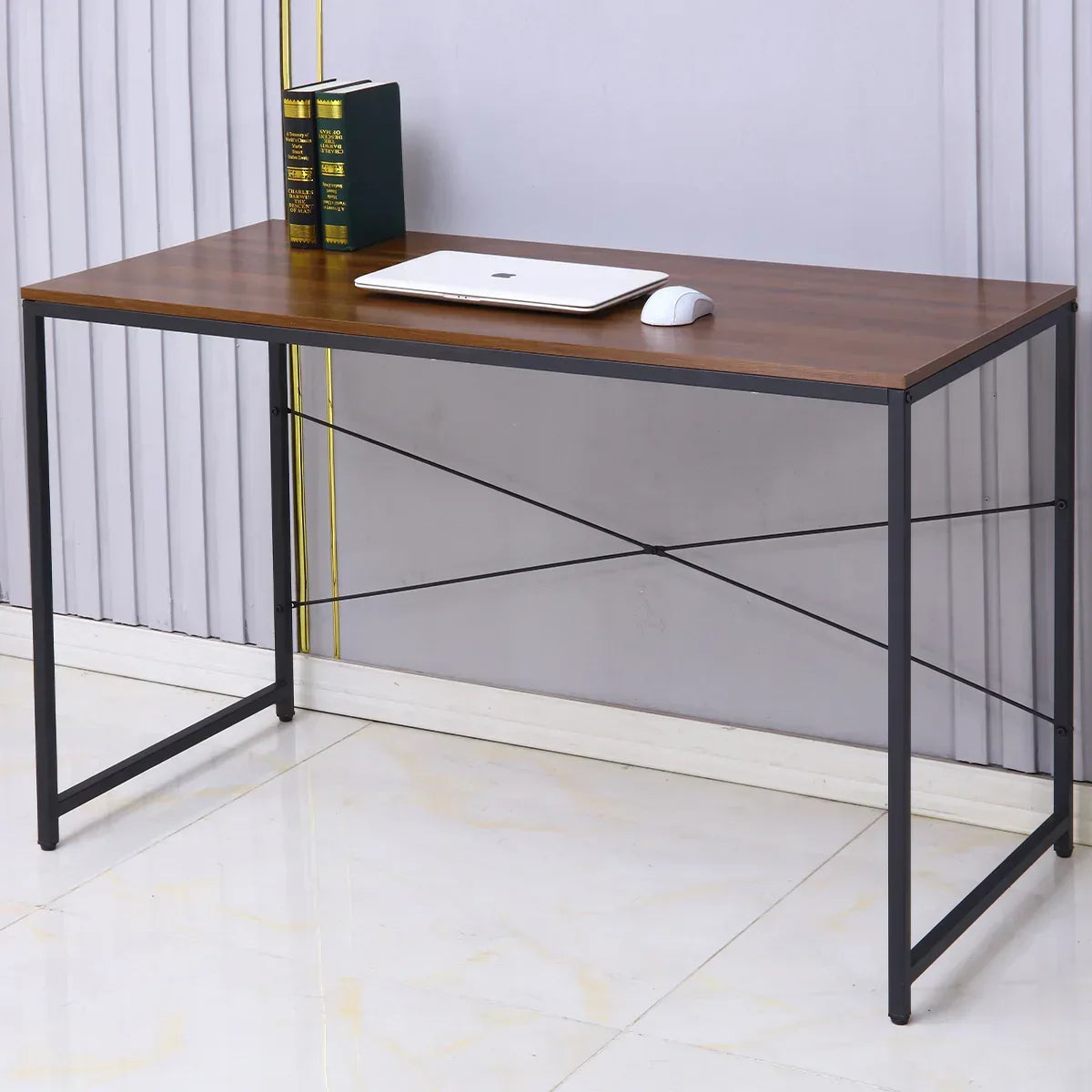 Birou cu cadru metalic, inaltime 75cm, Naimeed D01, Stejar Inchis