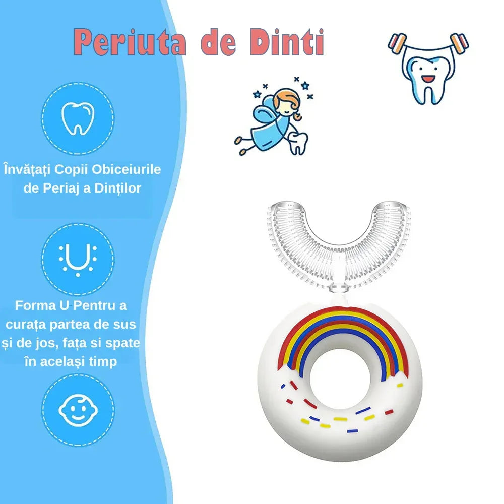 Periuta de Dinti Circulara U-shape, pentru Copii 2-6 ani, Naimeed D1000, Alb