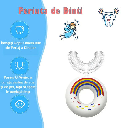Periuta de Dinti Circulara U-shape, pentru Copii 2-6 ani, Naimeed D1000, Alb