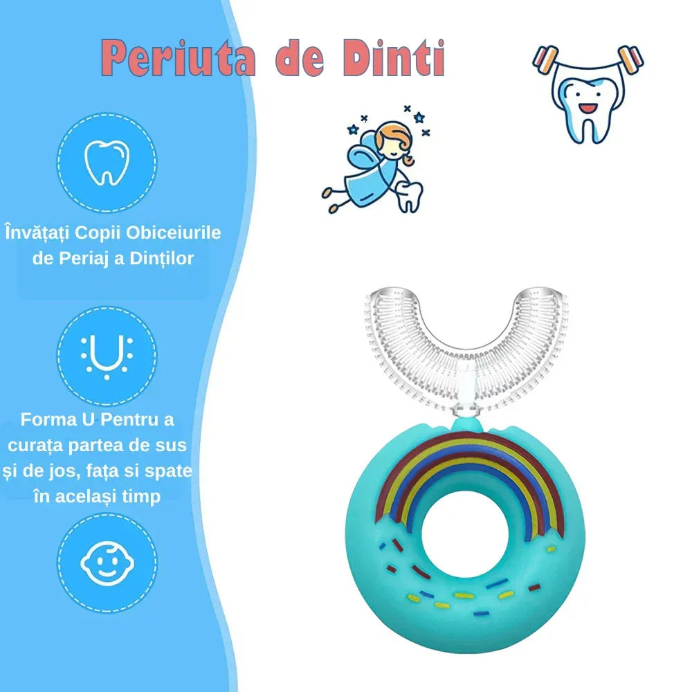Periuta de Dinti Circulara U-shape, pentru Copii 2-6 ani, Naimeed D1000, Blue