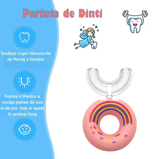 Periuta de Dinti Circulara U-shape, pentru Copii 2-6 ani, Naimeed D1000, Roz