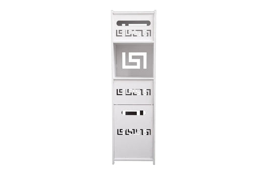 Dulapior cu un raft, compartiment pentru hartie si doua usi, Naimeed D147 PVC, culoare Alb, 25 x 90 x 25 cm