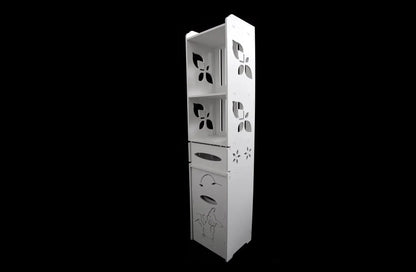 Dulapior cu 3 rafturi si compartiment pentru hartie, Naimeed D149 PVC, culoare Alb, 27 x 120 x 25 cm