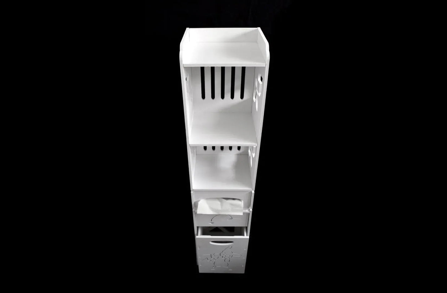 Dulapior cu 3 rafturi si compartiment pentru hartie, Naimeed D149 PVC, culoare Alb, 27 x 120 x 25 cm