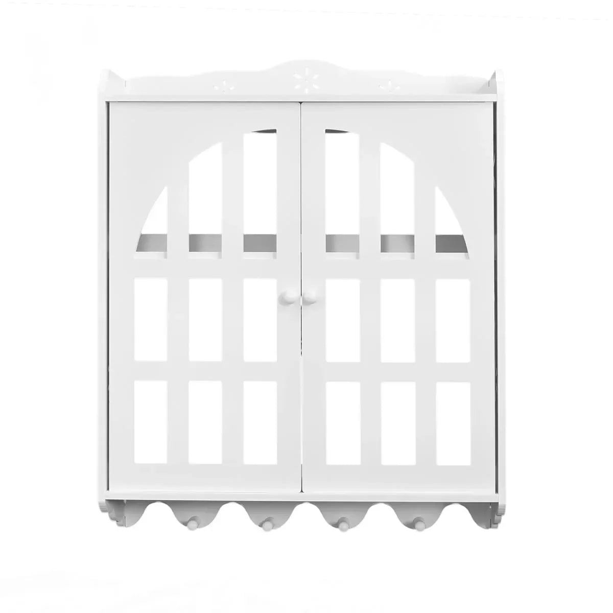 Dulap pentru baie cu agatatori si 2 nivele, D16, culoare Alb, 60 x 15 x 50 cm