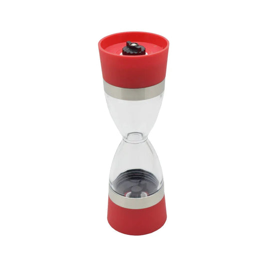 Rasnita dubla pentru sare si piper, Naimeed D2336, forma clepsidra, culoare Rosu, 18 x 6 cm