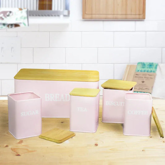 Set 5 cutii pentru depozitare, forma dreptunghiulara, Naimeed D2601-DREPT, Roz