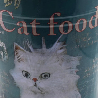 Galetusa decor cu capac din metal si manere din lemn, Naimeed D2644 Cat Food, Multicolor, 23 x 17 cm
