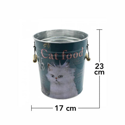 Galetusa decor cu capac din metal si manere din lemn, Naimeed D2644 Cat Food, Multicolor, 23 x 17 cm