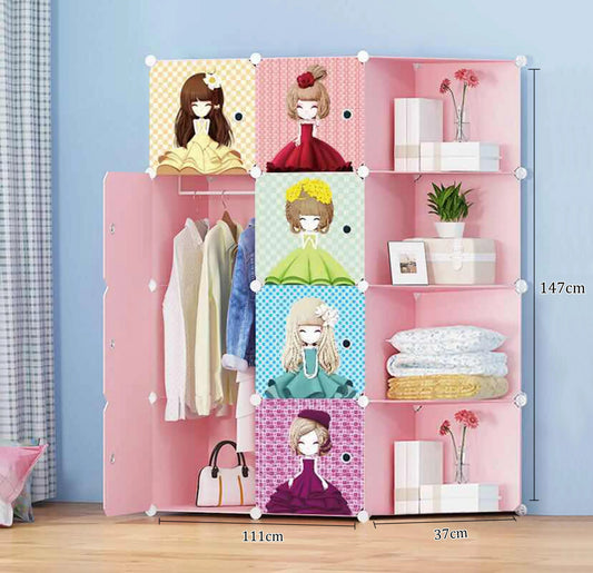 Dulap modular din plastic cu schelet metalic, D2688P, Multicolor, 147x111x37 cm