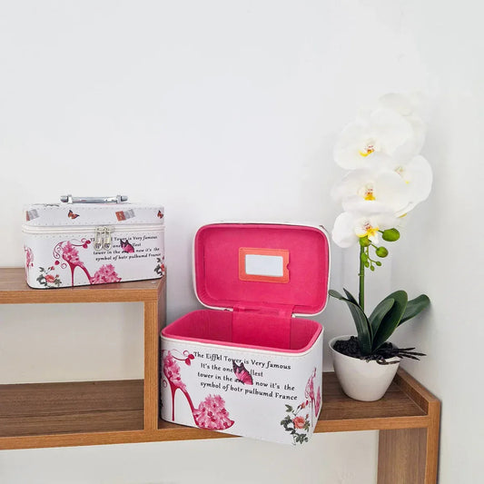 Set 2 Genti pentru cosmetice, Naimeed D269, France Pantof Inflorat, Roz