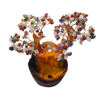 Fantana arteziana, Feng Shui, LED, pompa submersibila, pietre semipretioase si lumini, Naimeed D3008, Inaltime 23cm