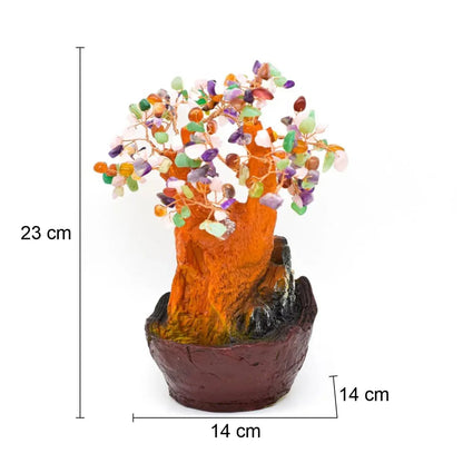 Fantana arteziana, Feng Shui, LED, pompa submersibila, pietre semipretioase si lumini, Naimeed D3008, Inaltime 23cm
