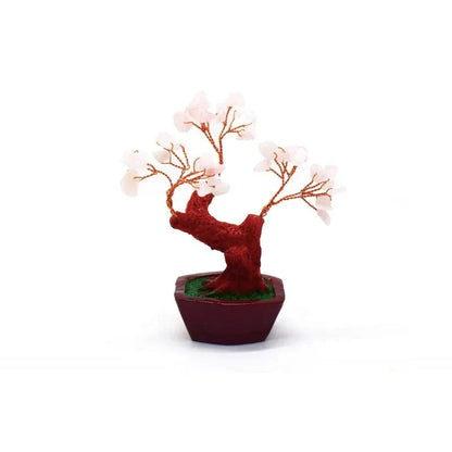Copac Feng Shui cu Pietre Semipretioase de Cuart Roz, Suport Ceramic, Naimeed D3011RZ, Inaltime 8cm