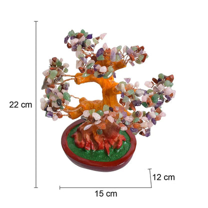 Copacel Feng Shui cu Pietre Semipretioase, Suport Ceramic, Naimeed D3013M, Inaltime 22cm