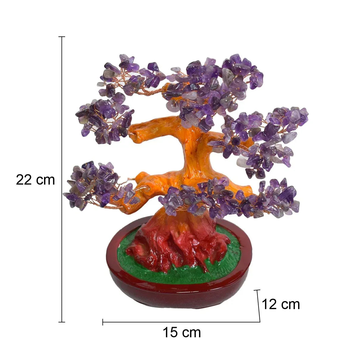 Copacel Feng Shui cu Pietre Semipretioase de Ametist, Suport Ceramic, Naimeed D3013P, Inaltime 22cm