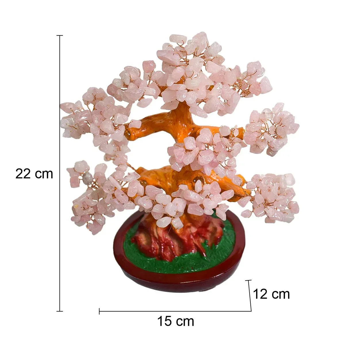 Copac Feng Shui cu Pietre Semipretioase de Cuart Roz, Suport Ceramic, Naimeed D3013W, Inaltime 22cm