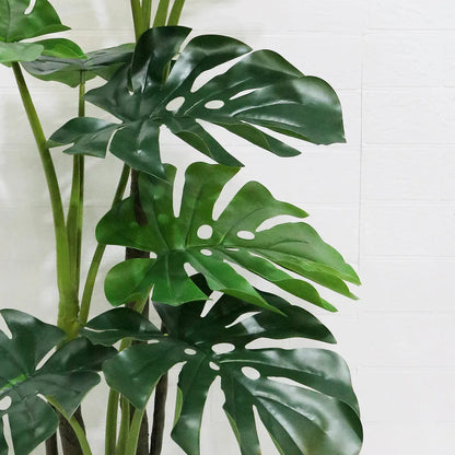 Copac artificial 9 frunze, Monstera fara ghiveci D3063, verde, 120 cm