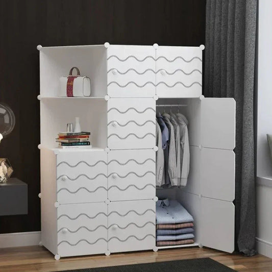 Dulap modular din plastic cu schelet metalic, D3245W, culoare Alb, 147 x 110 x 37 cm