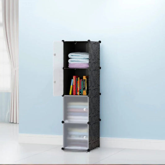Dulap modular din plastic cu schelet metalic, D3264N, culoare Negru, 147 x 37 x 37 cm